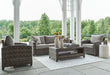 Oasis Court Outdoor Sofa/Chairs/Table Set (Set of 4) - Premium Outdoor Seating Set from Ashley Furniture - Just $1517.08! Shop now at Furniture Wholesale Plus  We are the best furniture store in Nashville, Hendersonville, Goodlettsville, Madison, Antioch, Mount Juliet, Lebanon, Gallatin, Springfield, Murfreesboro, Franklin, Brentwood