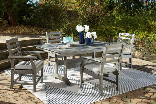 Visola Outdoor Dining Table with 4 Chairs - Premium Outdoor Seating Set from Ashley Furniture - Just $1918.59! Shop now at Furniture Wholesale Plus  We are the best furniture store in Nashville, Hendersonville, Goodlettsville, Madison, Antioch, Mount Juliet, Lebanon, Gallatin, Springfield, Murfreesboro, Franklin, Brentwood