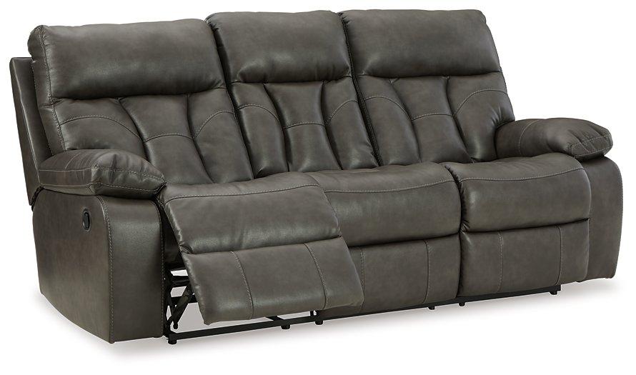 Willamen Reclining Sofa with Drop Down Table - Premium Sofa from Ashley Furniture - Just $1000.64! Shop now at Furniture Wholesale Plus  We are the best furniture store in Nashville, Hendersonville, Goodlettsville, Madison, Antioch, Mount Juliet, Lebanon, Gallatin, Springfield, Murfreesboro, Franklin, Brentwood