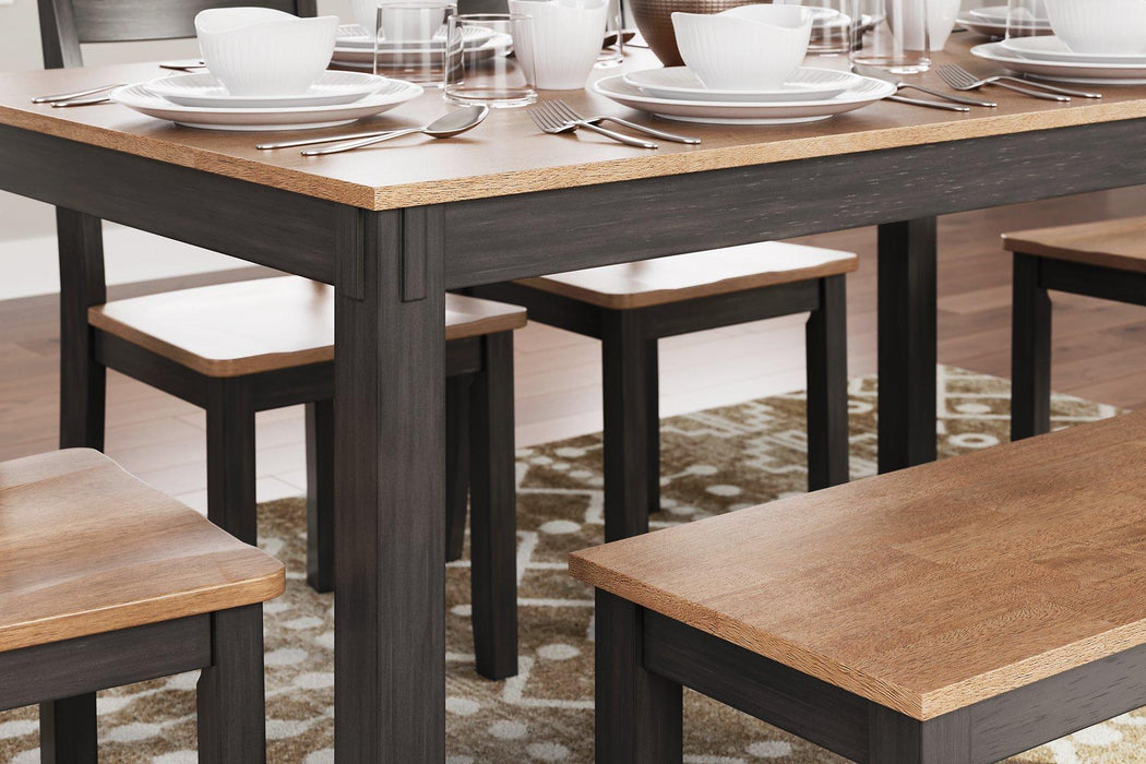 Gesthaven Dining Table with 4 Chairs and Bench (Set of 6) - Premium Dining Table from Ashley Furniture - Just $559.09! Shop now at Furniture Wholesale Plus  We are the best furniture store in Nashville, Hendersonville, Goodlettsville, Madison, Antioch, Mount Juliet, Lebanon, Gallatin, Springfield, Murfreesboro, Franklin, Brentwood