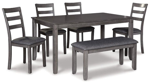 Bridson Dining Table and Chairs with Bench (Set of 6) - Premium Dining Table from Ashley Furniture - Just $559.09! Shop now at Furniture Wholesale Plus  We are the best furniture store in Nashville, Hendersonville, Goodlettsville, Madison, Antioch, Mount Juliet, Lebanon, Gallatin, Springfield, Murfreesboro, Franklin, Brentwood