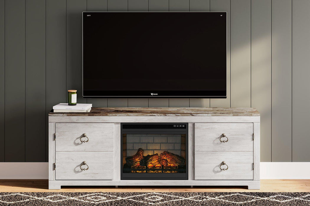 Willowton 72" TV Stand with Electric Fireplace - Premium TV Stand from Ashley Furniture - Just $547.04! Shop now at Furniture Wholesale Plus  We are the best furniture store in Nashville, Hendersonville, Goodlettsville, Madison, Antioch, Mount Juliet, Lebanon, Gallatin, Springfield, Murfreesboro, Franklin, Brentwood