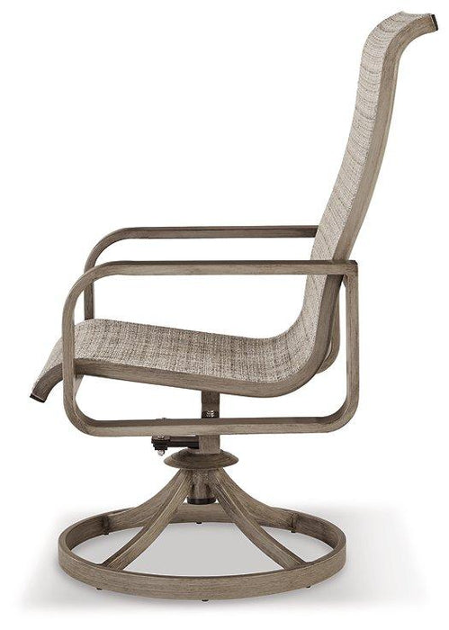 Beach Front Sling Swivel Chair (Set of 2) - Premium Outdoor Dining Chair from Ashley Furniture - Just $703.89! Shop now at Furniture Wholesale Plus  We are the best furniture store in Nashville, Hendersonville, Goodlettsville, Madison, Antioch, Mount Juliet, Lebanon, Gallatin, Springfield, Murfreesboro, Franklin, Brentwood