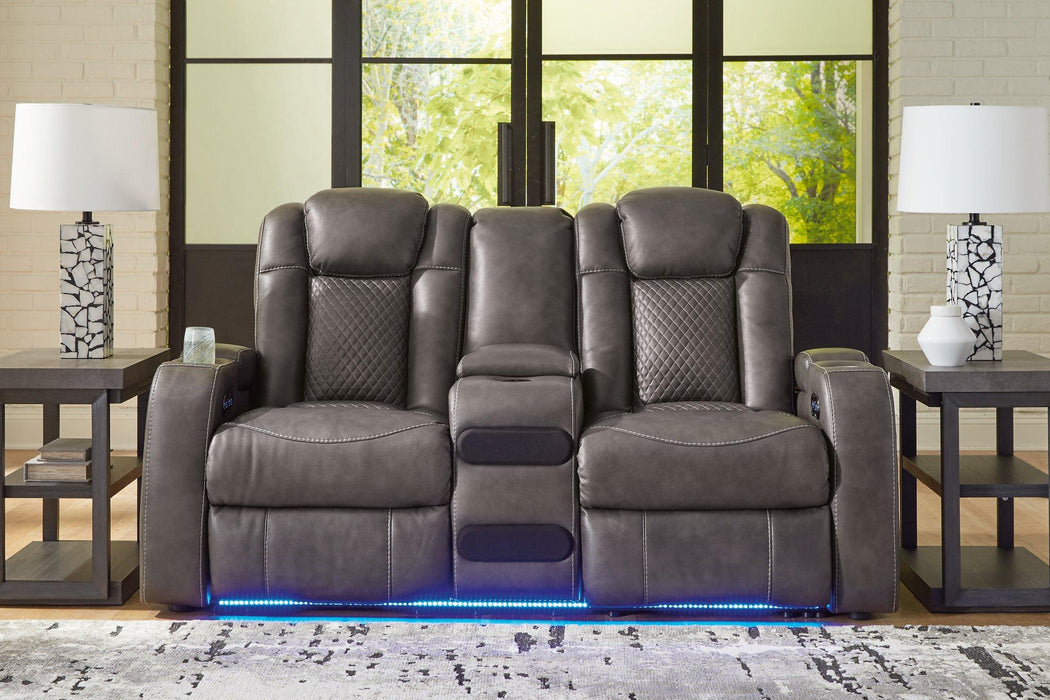 Fyne-Dyme Power Reclining Loveseat with Console - Premium Loveseat from Ashley Furniture - Just $1279.10! Shop now at Furniture Wholesale Plus  We are the best furniture store in Nashville, Hendersonville, Goodlettsville, Madison, Antioch, Mount Juliet, Lebanon, Gallatin, Springfield, Murfreesboro, Franklin, Brentwood