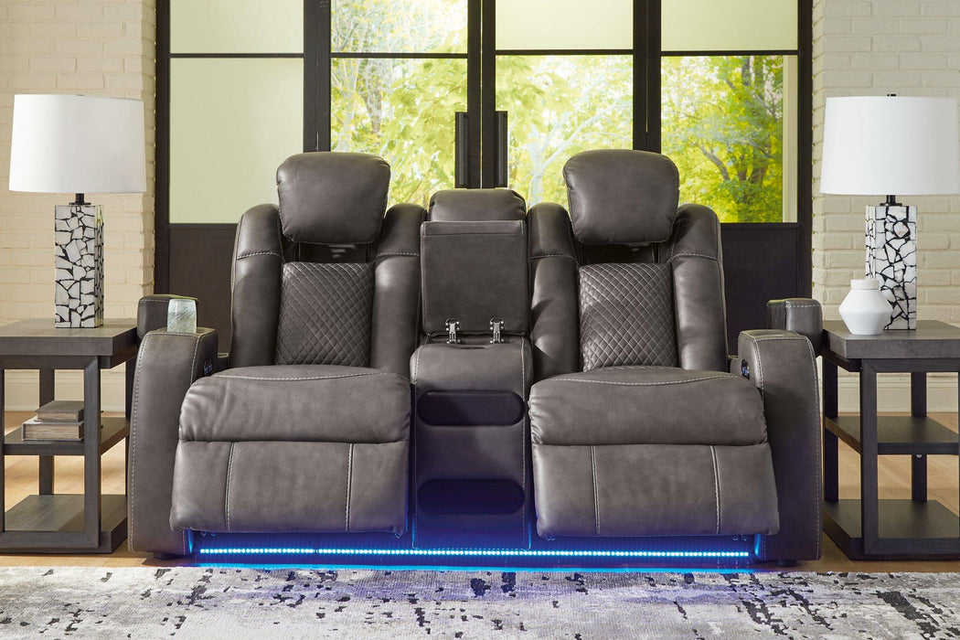 Fyne-Dyme Power Reclining Loveseat with Console - Premium Loveseat from Ashley Furniture - Just $1279.10! Shop now at Furniture Wholesale Plus  We are the best furniture store in Nashville, Hendersonville, Goodlettsville, Madison, Antioch, Mount Juliet, Lebanon, Gallatin, Springfield, Murfreesboro, Franklin, Brentwood