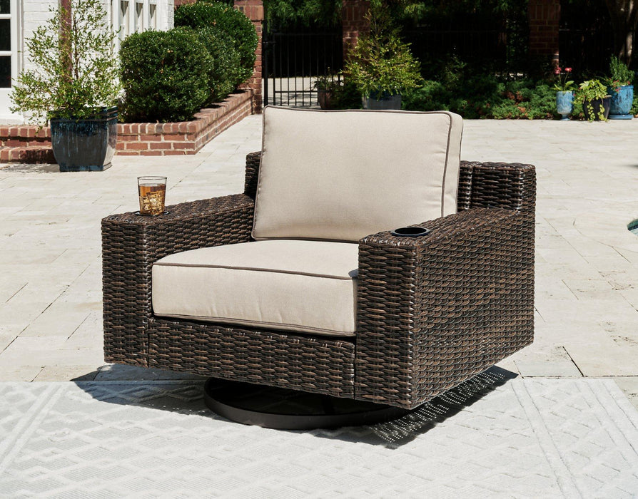 Coastline Bay Outdoor Swivel Lounge with Cushion - Premium Outdoor Seating from Ashley Furniture - Just $711.93! Shop now at Furniture Wholesale Plus  We are the best furniture store in Nashville, Hendersonville, Goodlettsville, Madison, Antioch, Mount Juliet, Lebanon, Gallatin, Springfield, Murfreesboro, Franklin, Brentwood