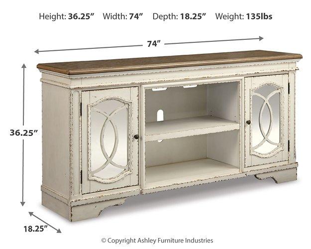 Realyn 74" TV Stand - Premium TV Stand from Ashley Furniture - Just $663.66! Shop now at Furniture Wholesale Plus  We are the best furniture store in Nashville, Hendersonville, Goodlettsville, Madison, Antioch, Mount Juliet, Lebanon, Gallatin, Springfield, Murfreesboro, Franklin, Brentwood