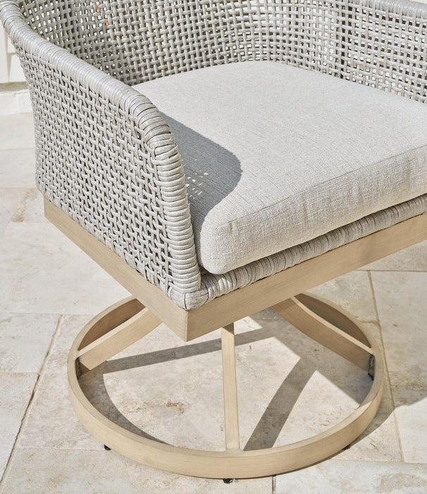 Seton Creek Outdoor Swivel Dining Chair (Set of 2) - Premium Outdoor Dining Chair from Ashley Furniture - Just $726.02! Shop now at Furniture Wholesale Plus  We are the best furniture store in Nashville, Hendersonville, Goodlettsville, Madison, Antioch, Mount Juliet, Lebanon, Gallatin, Springfield, Murfreesboro, Franklin, Brentwood