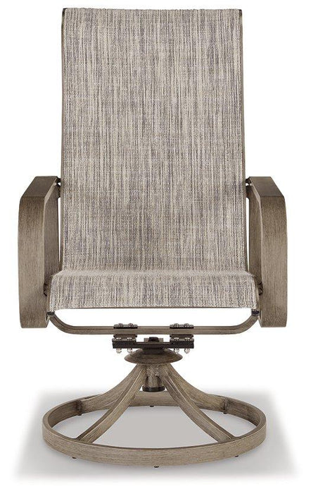 Beach Front Sling Swivel Chair (Set of 2) - Premium Outdoor Dining Chair from Ashley Furniture - Just $703.89! Shop now at Furniture Wholesale Plus  We are the best furniture store in Nashville, Hendersonville, Goodlettsville, Madison, Antioch, Mount Juliet, Lebanon, Gallatin, Springfield, Murfreesboro, Franklin, Brentwood