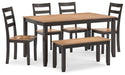 Gesthaven Dining Table with 4 Chairs and Bench (Set of 6) - Premium Dining Table from Ashley Furniture - Just $559.09! Shop now at Furniture Wholesale Plus  We are the best furniture store in Nashville, Hendersonville, Goodlettsville, Madison, Antioch, Mount Juliet, Lebanon, Gallatin, Springfield, Murfreesboro, Franklin, Brentwood