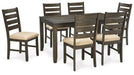 Rokane Dining Table and Chairs (Set of 7) - Premium Dining Table from Ashley Furniture - Just $663.66! Shop now at Furniture Wholesale Plus  We are the best furniture store in Nashville, Hendersonville, Goodlettsville, Madison, Antioch, Mount Juliet, Lebanon, Gallatin, Springfield, Murfreesboro, Franklin, Brentwood