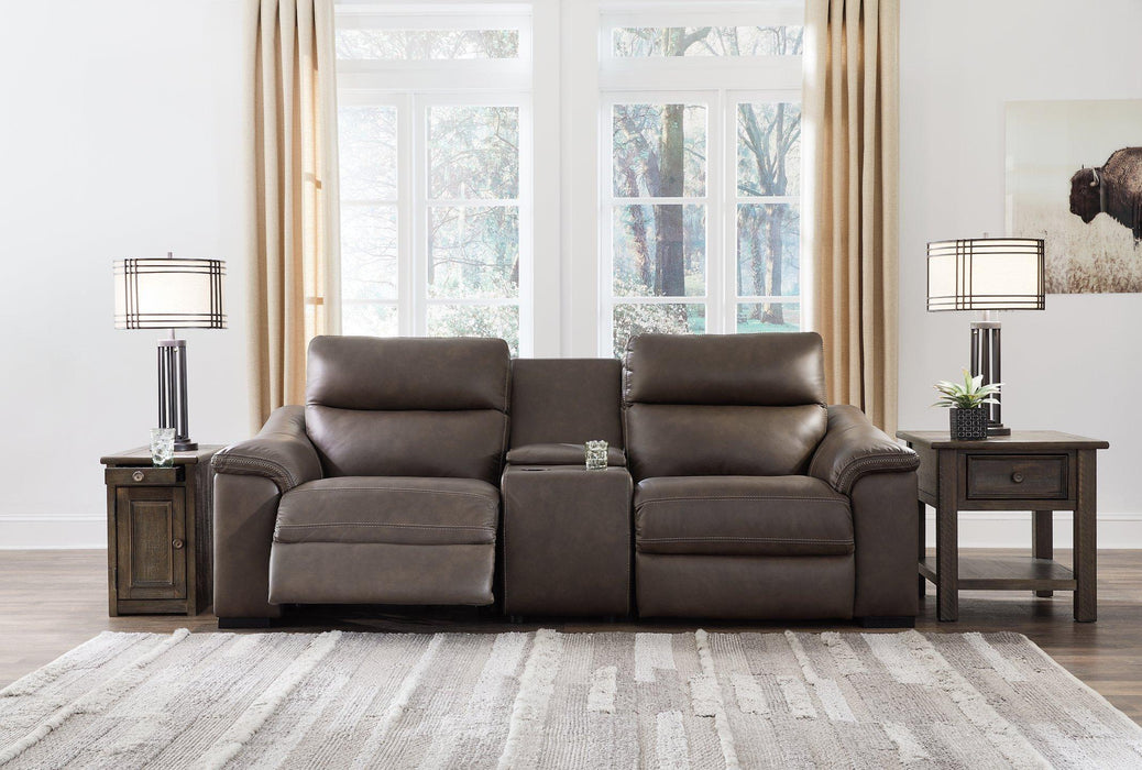 Salvatore 3-Piece Power Reclining Loveseat with Console - Premium Sectional from Ashley Furniture - Just $2146.38! Shop now at Furniture Wholesale Plus  We are the best furniture store in Nashville, Hendersonville, Goodlettsville, Madison, Antioch, Mount Juliet, Lebanon, Gallatin, Springfield, Murfreesboro, Franklin, Brentwood