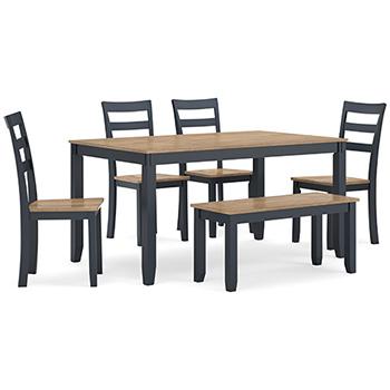 Gesthaven Dining Table with 4 Chairs and Bench (Set of 6) - Premium Dining Table from Ashley Furniture - Just $559.09! Shop now at Furniture Wholesale Plus  We are the best furniture store in Nashville, Hendersonville, Goodlettsville, Madison, Antioch, Mount Juliet, Lebanon, Gallatin, Springfield, Murfreesboro, Franklin, Brentwood