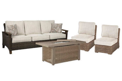 Beachcroft Outdoor Sofa, Lounge Chairs and Fire Pit - Premium Outdoor Dining Set from Ashley Furniture - Just $3613.66! Shop now at Furniture Wholesale Plus  We are the best furniture store in Nashville, Hendersonville, Goodlettsville, Madison, Antioch, Mount Juliet, Lebanon, Gallatin, Springfield, Murfreesboro, Franklin, Brentwood