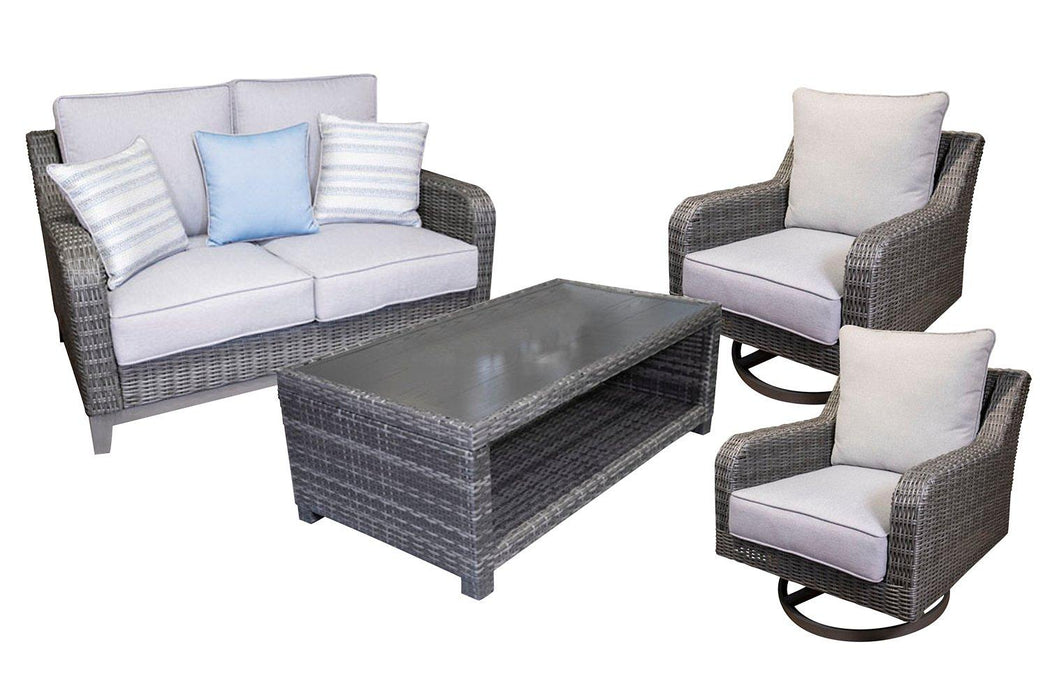 Elite Park Outdoor Loveseat, Lounge Chairs and Cocktail Table - Premium Outdoor Table Set from Ashley Furniture - Just $2410.12! Shop now at Furniture Wholesale Plus  We are the best furniture store in Nashville, Hendersonville, Goodlettsville, Madison, Antioch, Mount Juliet, Lebanon, Gallatin, Springfield, Murfreesboro, Franklin, Brentwood