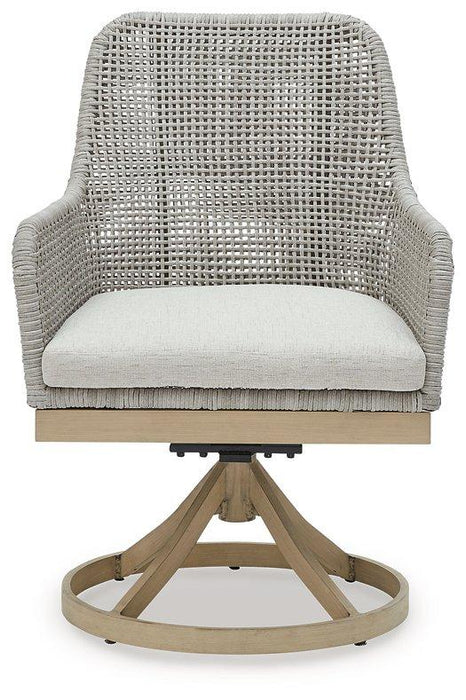 Seton Creek Outdoor Swivel Dining Chair (Set of 2) - Premium Outdoor Dining Chair from Ashley Furniture - Just $726.02! Shop now at Furniture Wholesale Plus  We are the best furniture store in Nashville, Hendersonville, Goodlettsville, Madison, Antioch, Mount Juliet, Lebanon, Gallatin, Springfield, Murfreesboro, Franklin, Brentwood