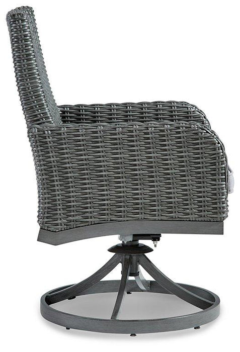 Elite Park Swivel Chair with Cushion (Set of 2) - Premium Outdoor Dining Chair from Ashley Furniture - Just $579.20! Shop now at Furniture Wholesale Plus  We are the best furniture store in Nashville, Hendersonville, Goodlettsville, Madison, Antioch, Mount Juliet, Lebanon, Gallatin, Springfield, Murfreesboro, Franklin, Brentwood