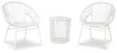 Mandarin Cape Outdoor Table and Chairs (Set of 3) - Premium Outdoor Seating Set from Ashley Furniture - Just $249.38! Shop now at Furniture Wholesale Plus  We are the best furniture store in Nashville, Hendersonville, Goodlettsville, Madison, Antioch, Mount Juliet, Lebanon, Gallatin, Springfield, Murfreesboro, Franklin, Brentwood