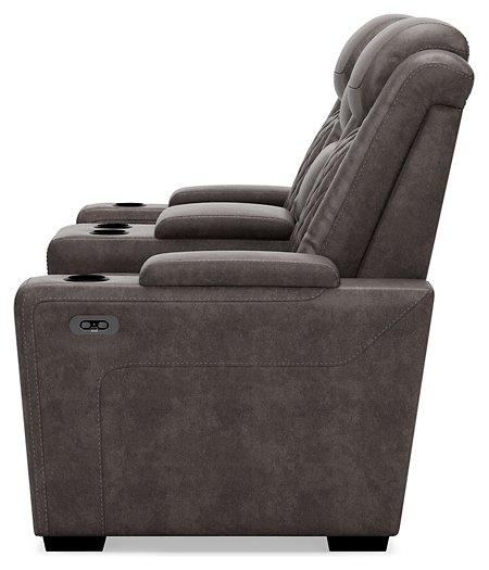 HyllMont Power Reclining Loveseat with Console - Premium Loveseat from Ashley Furniture - Just $1333.82! Shop now at Furniture Wholesale Plus  We are the best furniture store in Nashville, Hendersonville, Goodlettsville, Madison, Antioch, Mount Juliet, Lebanon, Gallatin, Springfield, Murfreesboro, Franklin, Brentwood