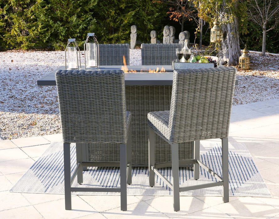 Palazzo Outdoor Counter Height Dining Table with 4 Barstools - Premium Outdoor Pub Table w/FP from Ashley Furniture - Just $2776.39! Shop now at Furniture Wholesale Plus  We are the best furniture store in Nashville, Hendersonville, Goodlettsville, Madison, Antioch, Mount Juliet, Lebanon, Gallatin, Springfield, Murfreesboro, Franklin, Brentwood