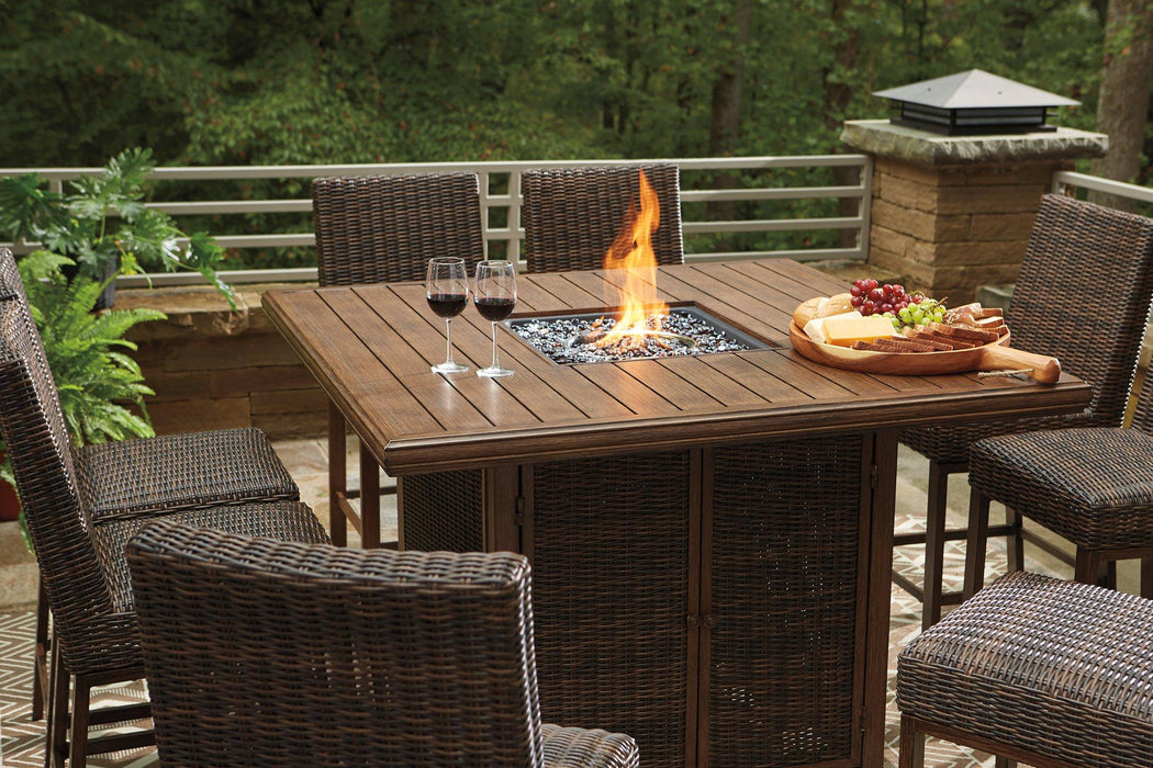 Paradise Trail Bar Table with Fire Pit - Premium Outdoor Pub Table w/FP from Ashley Furniture - Just $1255.98! Shop now at Furniture Wholesale Plus  We are the best furniture store in Nashville, Hendersonville, Goodlettsville, Madison, Antioch, Mount Juliet, Lebanon, Gallatin, Springfield, Murfreesboro, Franklin, Brentwood