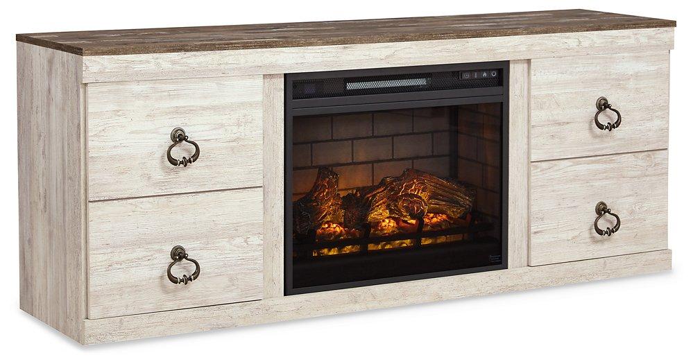 Willowton TV Stand with Electric Fireplace - Premium TV Stand from Ashley Furniture - Just $422.02! Shop now at Furniture Wholesale Plus  We are the best furniture store in Nashville, Hendersonville, Goodlettsville, Madison, Antioch, Mount Juliet, Lebanon, Gallatin, Springfield, Murfreesboro, Franklin, Brentwood