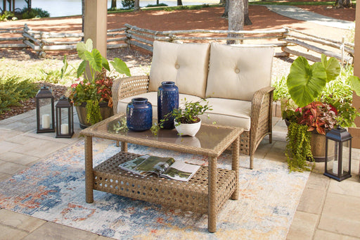 Braylee Outdoor Loveseat with Table (Set of 2) - Premium Outdoor Seating Set from Ashley Furniture - Just $525.27! Shop now at Furniture Wholesale Plus  We are the best furniture store in Nashville, Hendersonville, Goodlettsville, Madison, Antioch, Mount Juliet, Lebanon, Gallatin, Springfield, Murfreesboro, Franklin, Brentwood