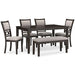 Langwest Dining Table and 4 Chairs and Bench (Set of 6) - Premium Dining Table from Ashley Furniture - Just $621.44! Shop now at Furniture Wholesale Plus  We are the best furniture store in Nashville, Hendersonville, Goodlettsville, Madison, Antioch, Mount Juliet, Lebanon, Gallatin, Springfield, Murfreesboro, Franklin, Brentwood