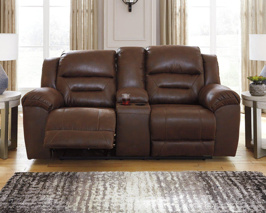 Stoneland Reclining Loveseat with Console - Premium Loveseat from Ashley Furniture - Just $788.31! Shop now at Furniture Wholesale Plus  We are the best furniture store in Nashville, Hendersonville, Goodlettsville, Madison, Antioch, Mount Juliet, Lebanon, Gallatin, Springfield, Murfreesboro, Franklin, Brentwood