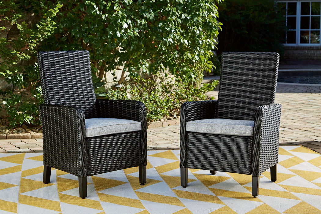 Beachcroft Outdoor Arm Chair with Cushion (Set of 2) - Premium Outdoor Dining Chair from Ashley Furniture - Just $770.66! Shop now at Furniture Wholesale Plus  We are the best furniture store in Nashville, Hendersonville, Goodlettsville, Madison, Antioch, Mount Juliet, Lebanon, Gallatin, Springfield, Murfreesboro, Franklin, Brentwood