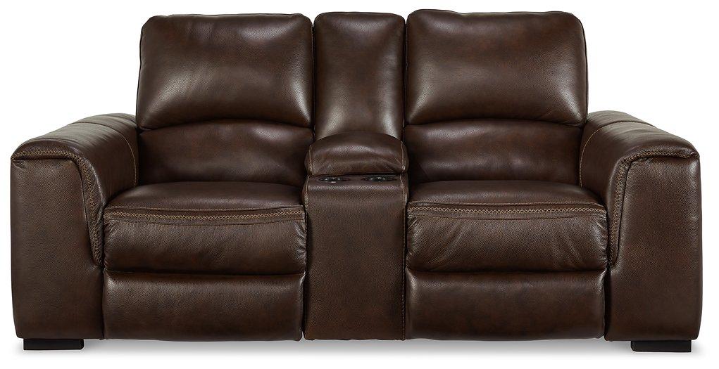 Alessandro Power Reclining Loveseat with Console - Premium Loveseat from Ashley Furniture - Just $1607.46! Shop now at Furniture Wholesale Plus  We are the best furniture store in Nashville, Hendersonville, Goodlettsville, Madison, Antioch, Mount Juliet, Lebanon, Gallatin, Springfield, Murfreesboro, Franklin, Brentwood