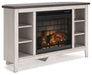 Dorrinson Corner TV Stand with Electric Fireplace - Premium TV Stand from Ashley Furniture - Just $452.03! Shop now at Furniture Wholesale Plus  We are the best furniture store in Nashville, Hendersonville, Goodlettsville, Madison, Antioch, Mount Juliet, Lebanon, Gallatin, Springfield, Murfreesboro, Franklin, Brentwood