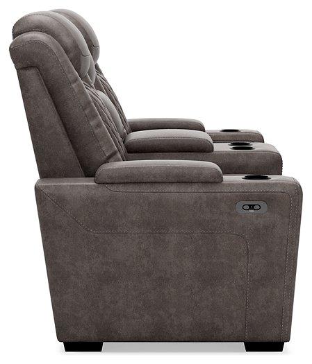 HyllMont Power Reclining Loveseat with Console - Premium Loveseat from Ashley Furniture - Just $1333.82! Shop now at Furniture Wholesale Plus  We are the best furniture store in Nashville, Hendersonville, Goodlettsville, Madison, Antioch, Mount Juliet, Lebanon, Gallatin, Springfield, Murfreesboro, Franklin, Brentwood