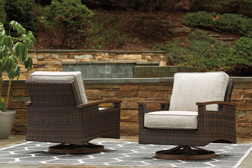 Paradise Trail Swivel Lounge Chair (Set of 2) - Premium Outdoor Seating from Ashley Furniture - Just $1189.06! Shop now at Furniture Wholesale Plus  We are the best furniture store in Nashville, Hendersonville, Goodlettsville, Madison, Antioch, Mount Juliet, Lebanon, Gallatin, Springfield, Murfreesboro, Franklin, Brentwood