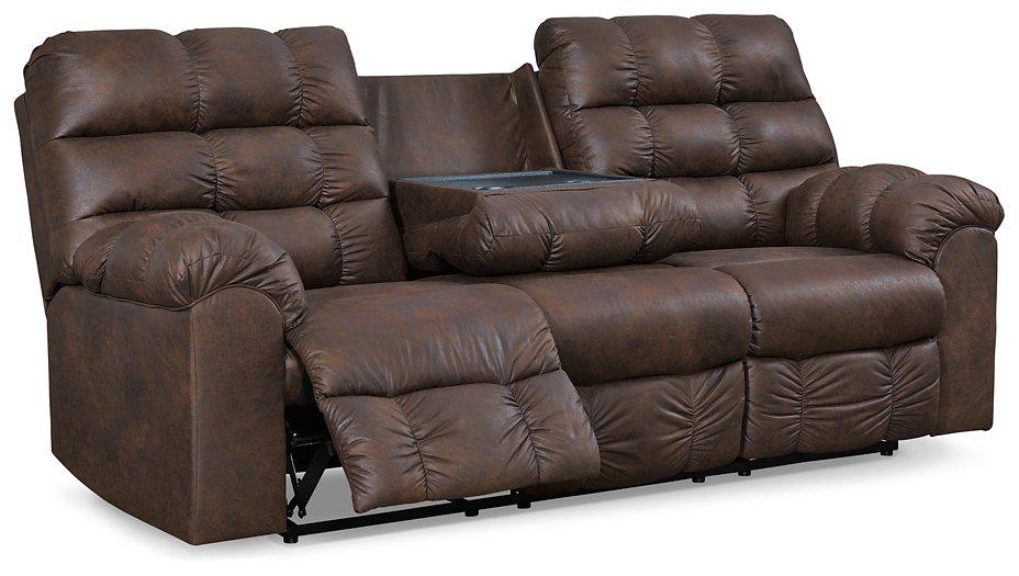 Derwin Reclining Sofa with Drop Down Table - Premium Sofa from Ashley Furniture - Just $818.80! Shop now at Furniture Wholesale Plus  We are the best furniture store in Nashville, Hendersonville, Goodlettsville, Madison, Antioch, Mount Juliet, Lebanon, Gallatin, Springfield, Murfreesboro, Franklin, Brentwood