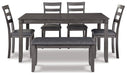 Bridson Dining Table and Chairs with Bench (Set of 6) - Premium Dining Table from Ashley Furniture - Just $559.09! Shop now at Furniture Wholesale Plus  We are the best furniture store in Nashville, Hendersonville, Goodlettsville, Madison, Antioch, Mount Juliet, Lebanon, Gallatin, Springfield, Murfreesboro, Franklin, Brentwood