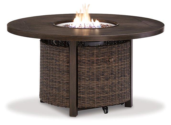 Paradise Trail Paradise Trail Fire Pit Table with 4 Nuvella Swivel Lounge Chairs - Premium Outdoor Seating Set from Ashley Furniture - Just $3634.10! Shop now at Furniture Wholesale Plus  We are the best furniture store in Nashville, Hendersonville, Goodlettsville, Madison, Antioch, Mount Juliet, Lebanon, Gallatin, Springfield, Murfreesboro, Franklin, Brentwood