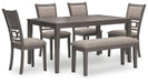 Wrenning Dining Table and 4 Chairs and Bench (Set of 6) - Premium Dining Table from Ashley Furniture - Just $621.44! Shop now at Furniture Wholesale Plus  We are the best furniture store in Nashville, Hendersonville, Goodlettsville, Madison, Antioch, Mount Juliet, Lebanon, Gallatin, Springfield, Murfreesboro, Franklin, Brentwood