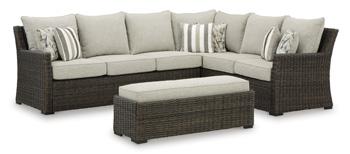 Brook Ranch Outdoor Sofa Sectional/Bench with Cushion (Set of 3) - Premium Outdoor Seating from Ashley Furniture - Just $1880.41! Shop now at Furniture Wholesale Plus  We are the best furniture store in Nashville, Hendersonville, Goodlettsville, Madison, Antioch, Mount Juliet, Lebanon, Gallatin, Springfield, Murfreesboro, Franklin, Brentwood