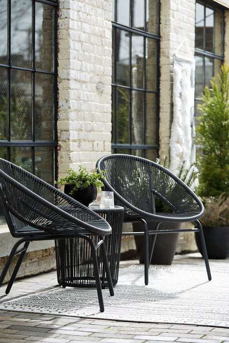 Mandarin Cape Outdoor Table and Chairs (Set of 3) - Premium Outdoor Seating Set from Ashley Furniture - Just $249.38! Shop now at Furniture Wholesale Plus  We are the best furniture store in Nashville, Hendersonville, Goodlettsville, Madison, Antioch, Mount Juliet, Lebanon, Gallatin, Springfield, Murfreesboro, Franklin, Brentwood