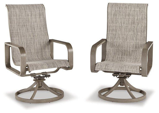 Beach Front Sling Swivel Chair (Set of 2) - Premium Outdoor Dining Chair from Ashley Furniture - Just $703.89! Shop now at Furniture Wholesale Plus  We are the best furniture store in Nashville, Hendersonville, Goodlettsville, Madison, Antioch, Mount Juliet, Lebanon, Gallatin, Springfield, Murfreesboro, Franklin, Brentwood