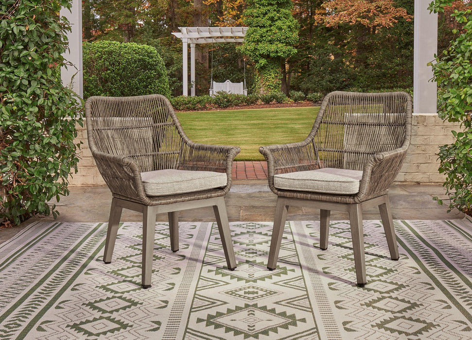 Beach Front Arm Chair with Cushion (Set of 2) - Premium Outdoor Dining Chair from Ashley Furniture - Just $611.37! Shop now at Furniture Wholesale Plus  We are the best furniture store in Nashville, Hendersonville, Goodlettsville, Madison, Antioch, Mount Juliet, Lebanon, Gallatin, Springfield, Murfreesboro, Franklin, Brentwood