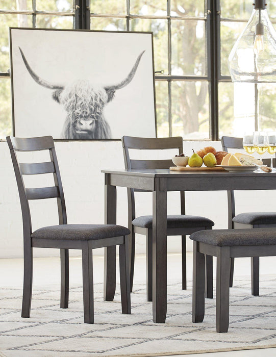 Bridson Dining Table and Chairs with Bench (Set of 6) - Premium Dining Table from Ashley Furniture - Just $559.09! Shop now at Furniture Wholesale Plus  We are the best furniture store in Nashville, Hendersonville, Goodlettsville, Madison, Antioch, Mount Juliet, Lebanon, Gallatin, Springfield, Murfreesboro, Franklin, Brentwood