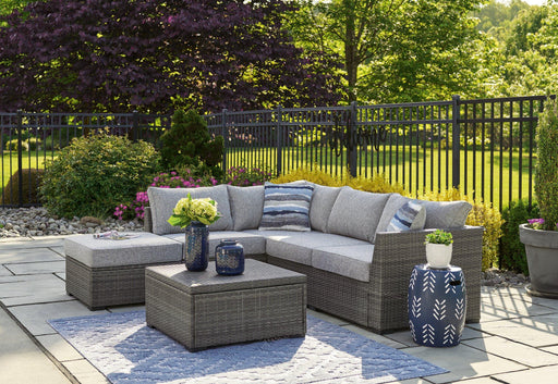 Petal Road Outdoor Loveseat Sectional/Ottoman/Table Set (Set of 4) - Premium Outdoor Seating Set from Ashley Furniture - Just $1243.44! Shop now at Furniture Wholesale Plus  We are the best furniture store in Nashville, Hendersonville, Goodlettsville, Madison, Antioch, Mount Juliet, Lebanon, Gallatin, Springfield, Murfreesboro, Franklin, Brentwood