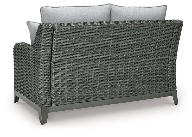 Elite Park Outdoor Loveseat with Cushion - Premium Outdoor Seating from Ashley Furniture - Just $924.25! Shop now at Furniture Wholesale Plus  We are the best furniture store in Nashville, Hendersonville, Goodlettsville, Madison, Antioch, Mount Juliet, Lebanon, Gallatin, Springfield, Murfreesboro, Franklin, Brentwood