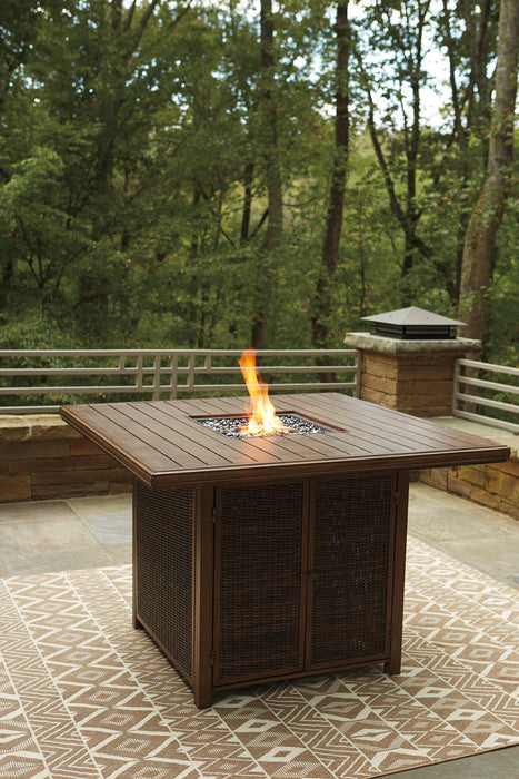 Paradise Trail Bar Table with Fire Pit - Premium Outdoor Pub Table w/FP from Ashley Furniture - Just $1255.98! Shop now at Furniture Wholesale Plus  We are the best furniture store in Nashville, Hendersonville, Goodlettsville, Madison, Antioch, Mount Juliet, Lebanon, Gallatin, Springfield, Murfreesboro, Franklin, Brentwood