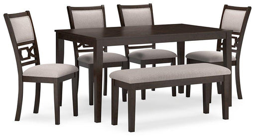 Langwest Dining Table and 4 Chairs and Bench (Set of 6) - Premium Dining Table from Ashley Furniture - Just $621.44! Shop now at Furniture Wholesale Plus  We are the best furniture store in Nashville, Hendersonville, Goodlettsville, Madison, Antioch, Mount Juliet, Lebanon, Gallatin, Springfield, Murfreesboro, Franklin, Brentwood