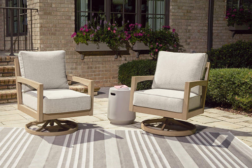 Hallow Creek Outdoor Swivel Lounge with Cushion - Premium Outdoor Seating from Ashley Furniture - Just $711.93! Shop now at Furniture Wholesale Plus  We are the best furniture store in Nashville, Hendersonville, Goodlettsville, Madison, Antioch, Mount Juliet, Lebanon, Gallatin, Springfield, Murfreesboro, Franklin, Brentwood