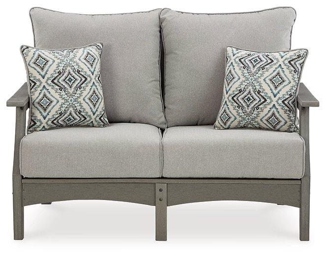 Visola Outdoor Loveseat with Cushion - Premium Outdoor Seating from Ashley Furniture - Just $970.15! Shop now at Furniture Wholesale Plus  We are the best furniture store in Nashville, Hendersonville, Goodlettsville, Madison, Antioch, Mount Juliet, Lebanon, Gallatin, Springfield, Murfreesboro, Franklin, Brentwood