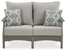 Visola Outdoor Loveseat with Cushion - Premium Outdoor Seating from Ashley Furniture - Just $970.15! Shop now at Furniture Wholesale Plus  We are the best furniture store in Nashville, Hendersonville, Goodlettsville, Madison, Antioch, Mount Juliet, Lebanon, Gallatin, Springfield, Murfreesboro, Franklin, Brentwood